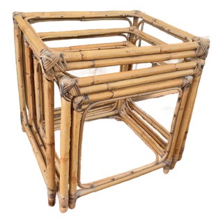 Mid-Century Modern Bamboo Nesting Tables - Set of 3 - McGuire Style For Sale