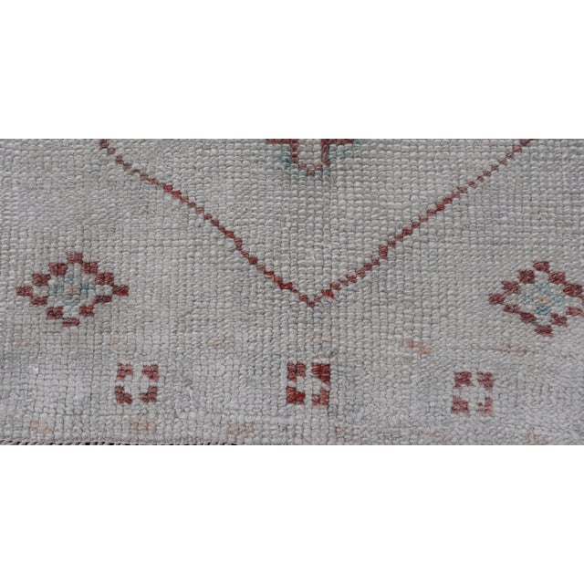 Dove Gray Reproduction Turkish Oushak Rug With Intricate Blue and Brown Medallion 2'2" X 3'2" For Sale - Image 8 of 9