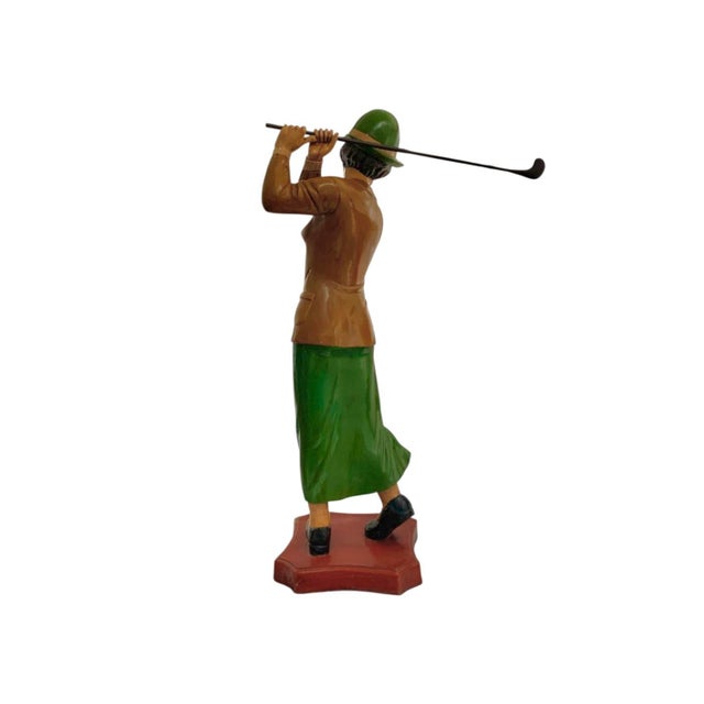 Lady Golfer Statue Large Female Sculpture Vintage Country Club Decor For Sale - Image 9 of 10