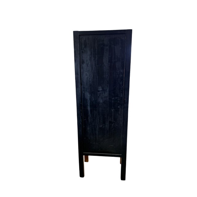Wood Vintage Chinoiserie Cantonese High Elm Wood Armoire 69" H For Sale - Image 7 of 7