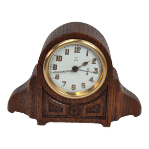 Antique German Alarm Mechanical Desk Clock by Hamburg-Amerikanische Uhrenfabrik From Schramberg (Schwarzwald), 1928