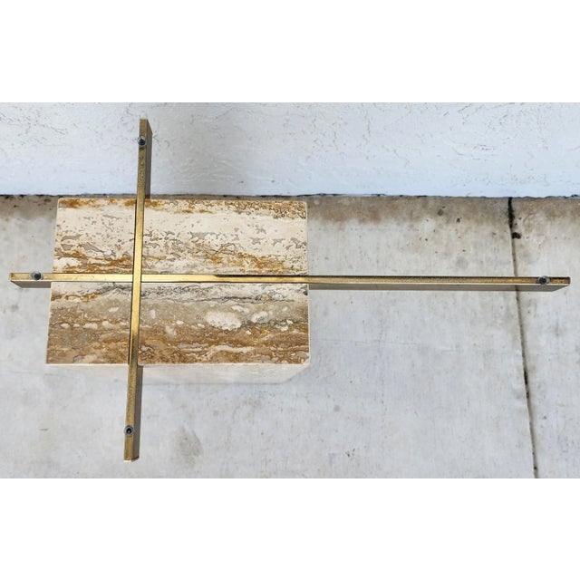 Artedi Travertine Side Table Marble Glass by Artedi For Sale - Image 4 of 11