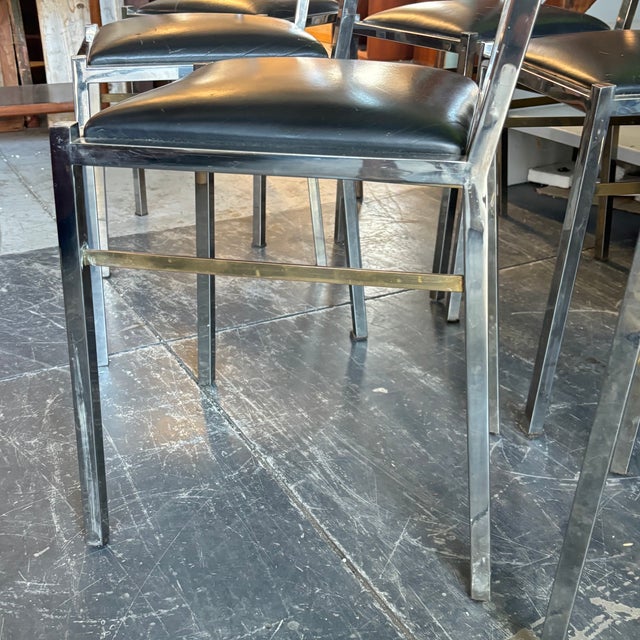 Modernism Seat in Sky Chairs No. 6 in Chromed and Gold Metal by Romeo Rega, 1970s, Set of 6 For Sale - Image 9 of 10