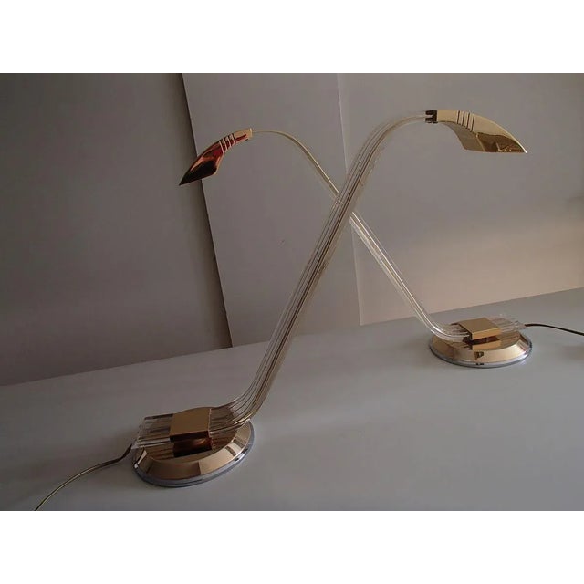 Gold Brass & Chrome Table Lamps, 1990s, Set of 2 For Sale - Image 8 of 18