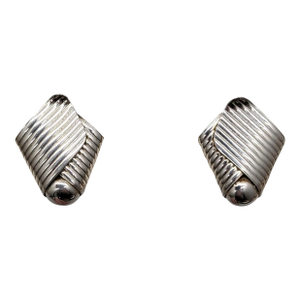 Vintage Signed Napier Book Piece Sterling Silver Wrapped Clip Earrings-2 Pieces