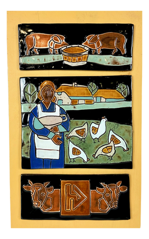 Vintage Dutch Wall Tile Tableau by Henk Potters for Ceramics Oisterwijk, 1970s