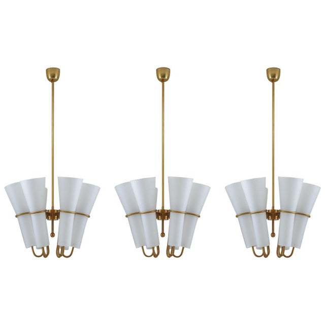 Ceiling Light in Brass and Opaline Glass attributed to Hans-Agne Jakobsson, 1950s For Sale - Image 15 of 15