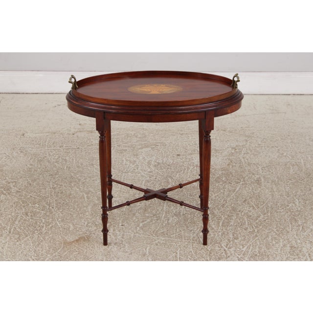 Age: c1930’s Details: Wood Gallery Top Mahogany High Quality Construction Removable Tray Top Nice Inlay Work English...