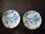 Pair of Compote by Boch Frères Keramis (BFK) dinnerware service footed plates feature beautiful blue Paon (peacock),...