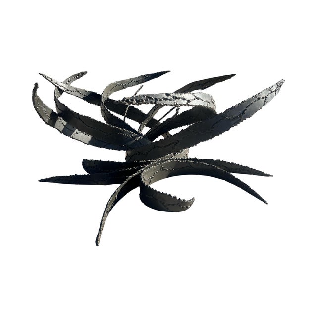 Vintage Mid Century Modern Daniel Gluck Brutalist Bronze Twisted Glass Circle Coffee Table 1960s Sculpture Sculptural For Sale - Image 9 of 12