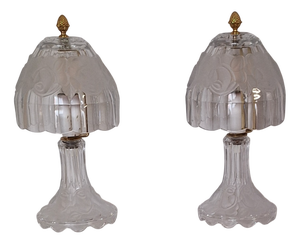Vintage Bedside Lamps with Crystal Glass Base, 1970s, Set of 2