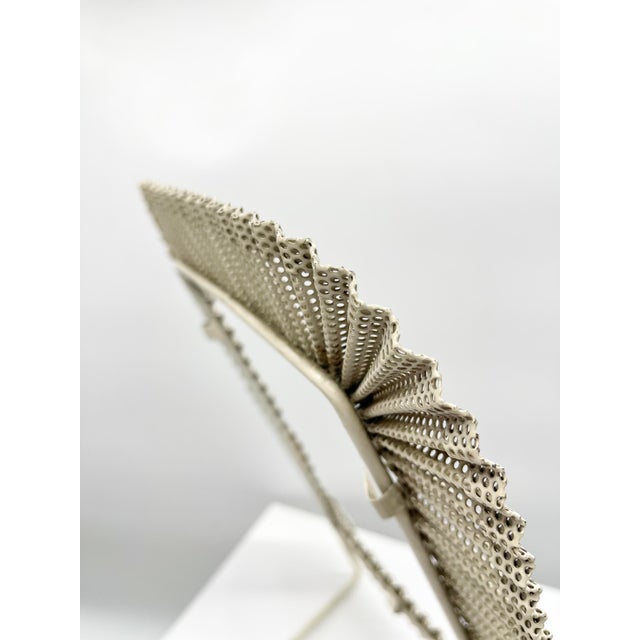 Cream Vintage White Pleated Metal Photo Frame by Mathieu Matégot for Atelier Matégot, France, 1950 For Sale - Image 8 of 12