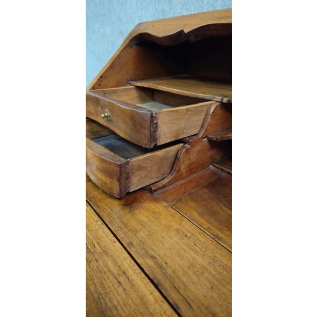 Slant-Front Desk in Curved Walnut and Marquetry For Sale - Image 6 of 12