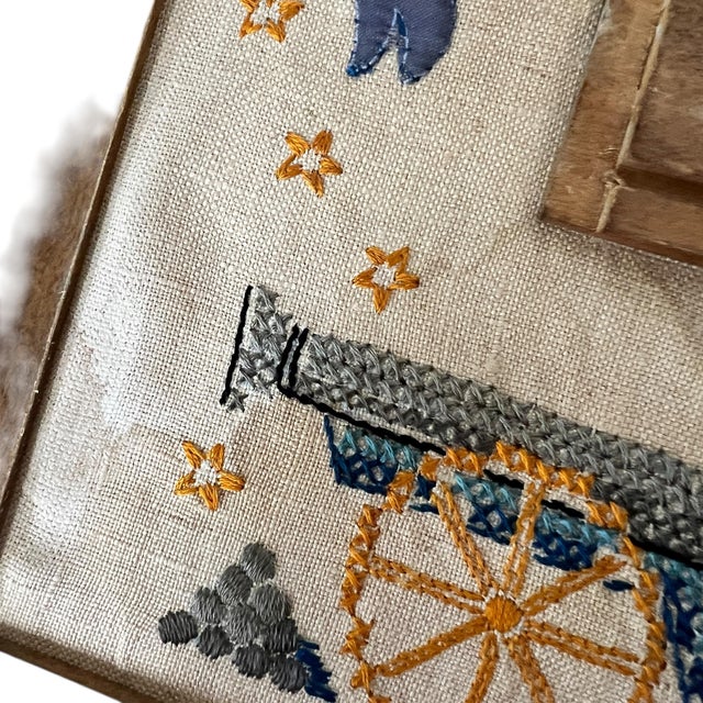 Mid Century Americana Cross Stitch and Applique Border Mirror For Sale - Image 11 of 12