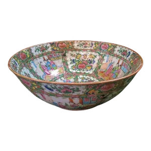 19thc Chinese Export Rose Medallion Punch Bowl Large Size