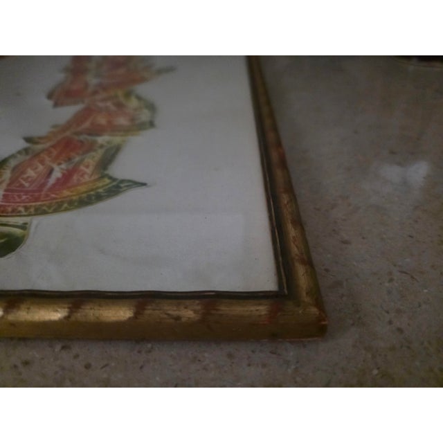 Vintage Thai Temple Rubbings on Rice Paper Framed Under Glass 19 3/8 X 13 3/8 For Sale - Image 13 of 15
