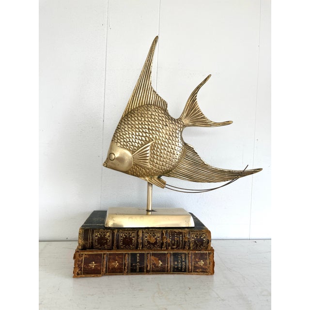 Vintage Brass Angelfish Statue For Sale In New York - Image 6 of 13