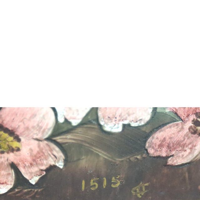 1910s Handel Floral Reverse Painted Chipped Ice Shade & Gilt Metal Base C1910 For Sale - Image 5 of 13