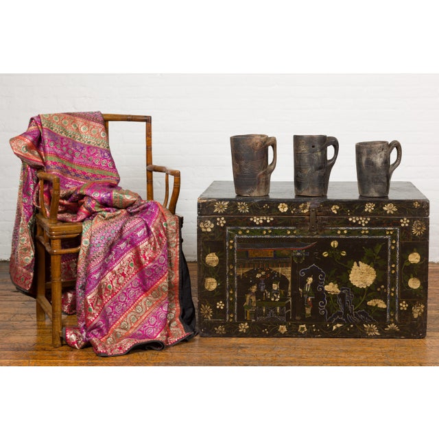 Three 19th Century Indian Antique Cups from Nagaland with back handle and rustic character, sold each. Immerse yourself in...