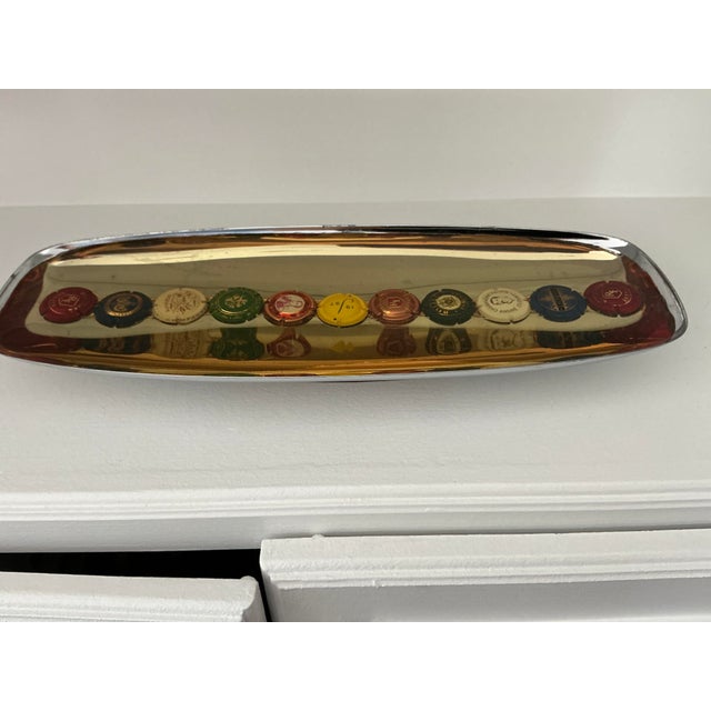 Mid-Century Modern Tray With Embedded Champagne Capsules, Sealed Under a Clear Glossy Layer of Protective Resin For Sale - Image 3 of 9