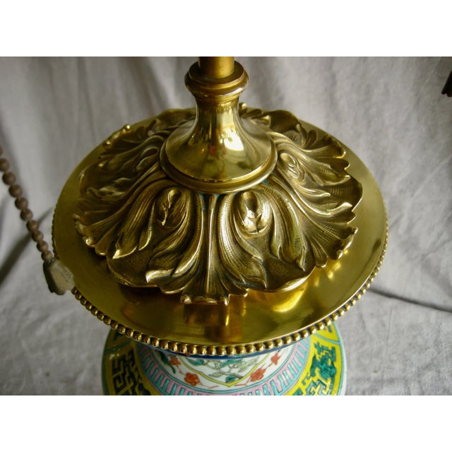 Bronze 19th Century Large Chinese Vase Bronze Mounted Lamp For Sale - Image 8 of 13