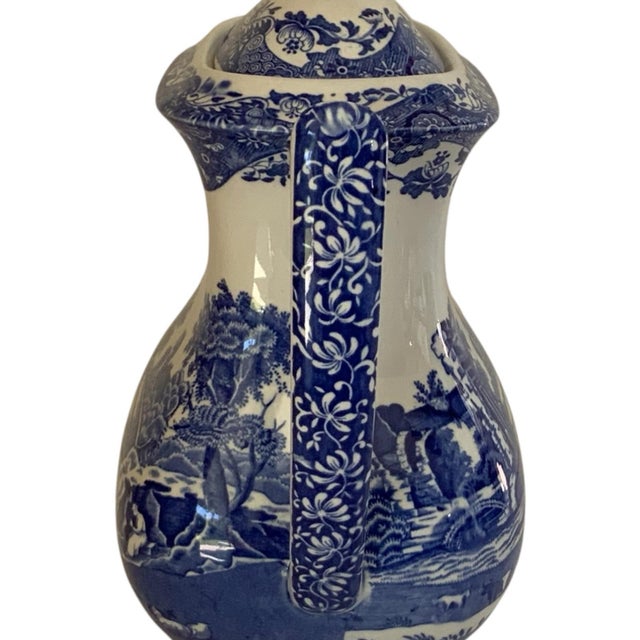 Ceramic Vintage Authentic Spode Blue Italian Large Coffee Pot England For Sale - Image 7 of 9