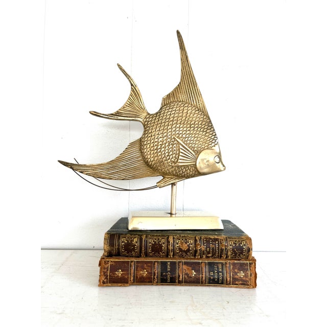 Brass Vintage Brass Angelfish Statue For Sale - Image 8 of 13