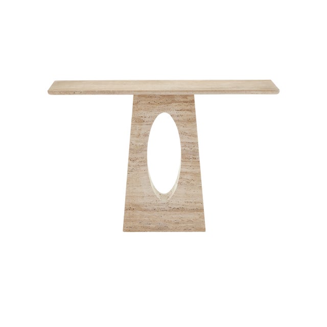 2020s Currey & Company Demi Travertine Console Table For Sale - Image 5 of 6