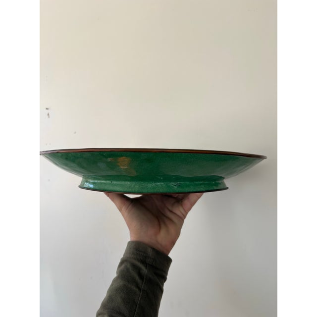Art Nouveau Famille Verte Enamel on Copper, 19th Century China, 14" Very Rare For Sale - Image 3 of 5