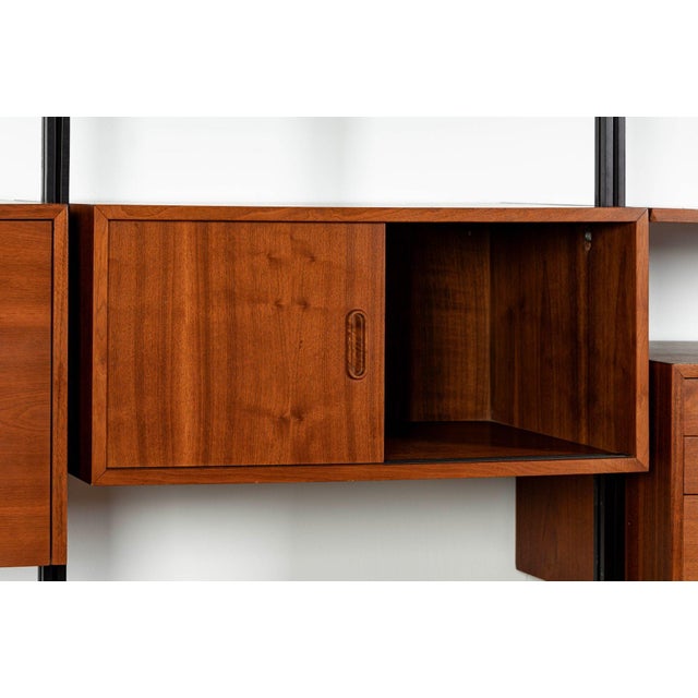 Early Production George Nelson Omni Three-Bay Modular Walnut Wall Unit by Structural Products, Circa 1961 For Sale - Image 14 of 18