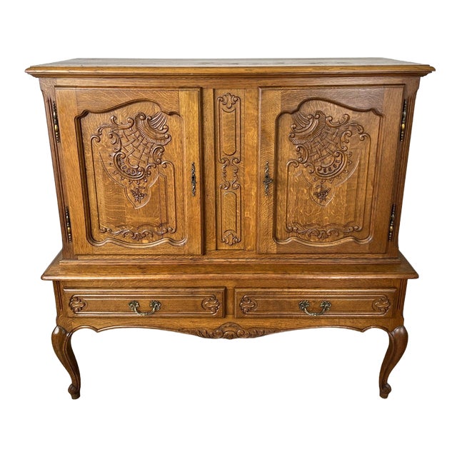 Vintage Louis XIV French Oak Sideboard For Sale