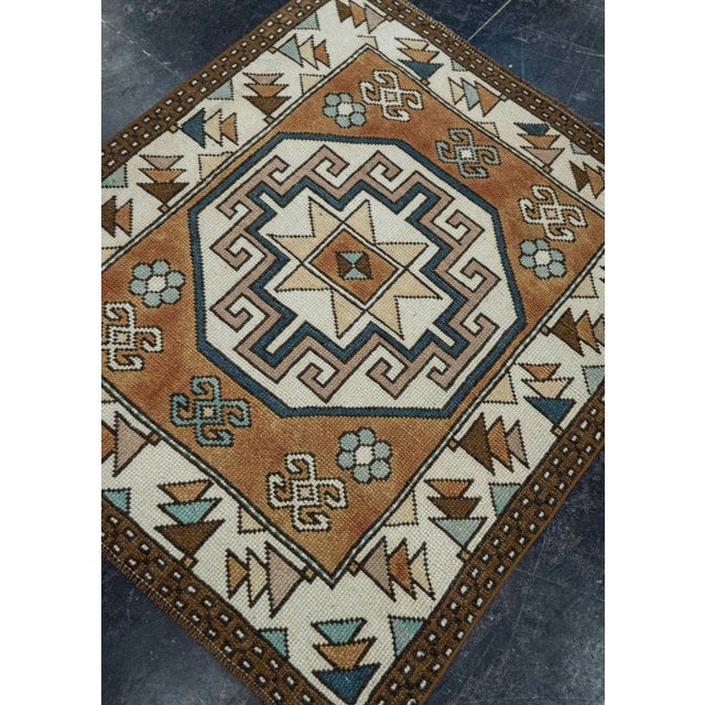 Textile Turkish Vintage Square Rug 3' x 3'6" #20564 For Sale - Image 7 of 8