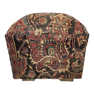 Custom Made Square Ottoman With Antique Tribal Bakhtiari Rug For Sale