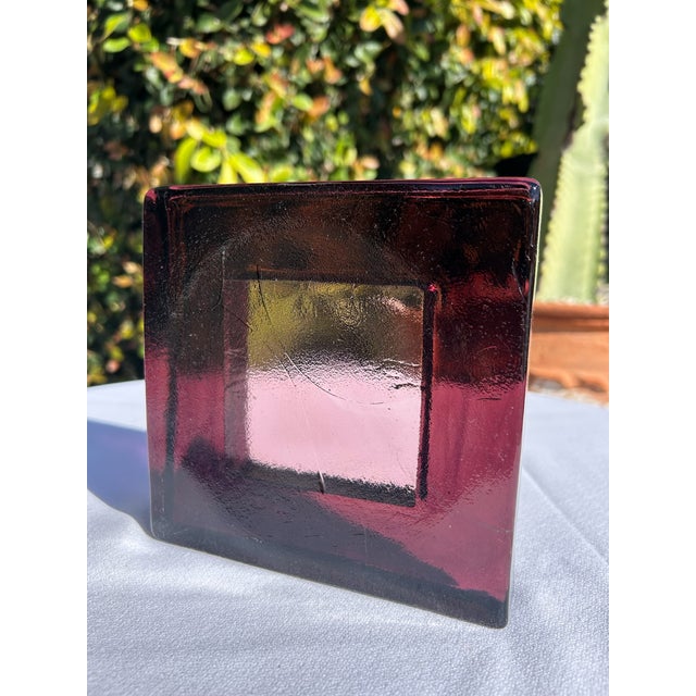 Vintage Plum Glass Square Catchall Dish For Sale - Image 11 of 17