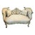 French Rococo-Style Settee – Pastel Floral Upholstery With Ornate Carved Frame For Sale