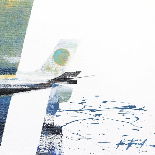 2020s Foxtrot Bravo - Contemporary Realist Acrylic Airplane Sky Travel Skyscape Painting by Kathleen Keifer For Sale - Image 5 of 8