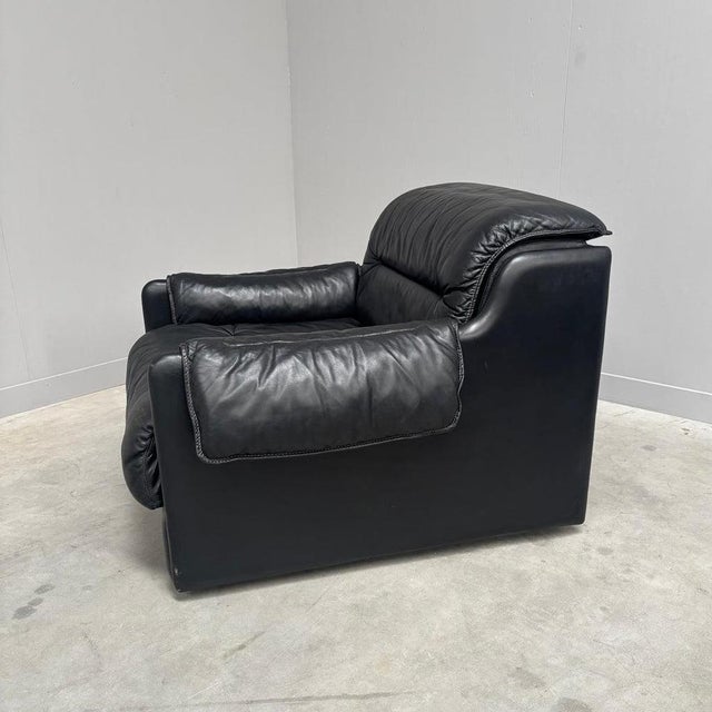 Textile Black Leather Club Chair by Dreipunkt, 1970s For Sale - Image 7 of 15