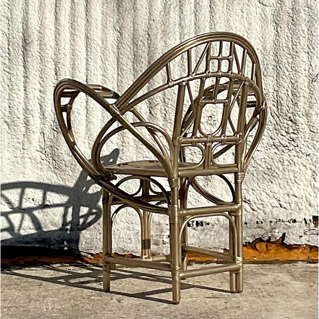 McGuire Vintage Coastal Tagged McGuire Gold Butterfly Chair For Sale - Image 4 of 9
