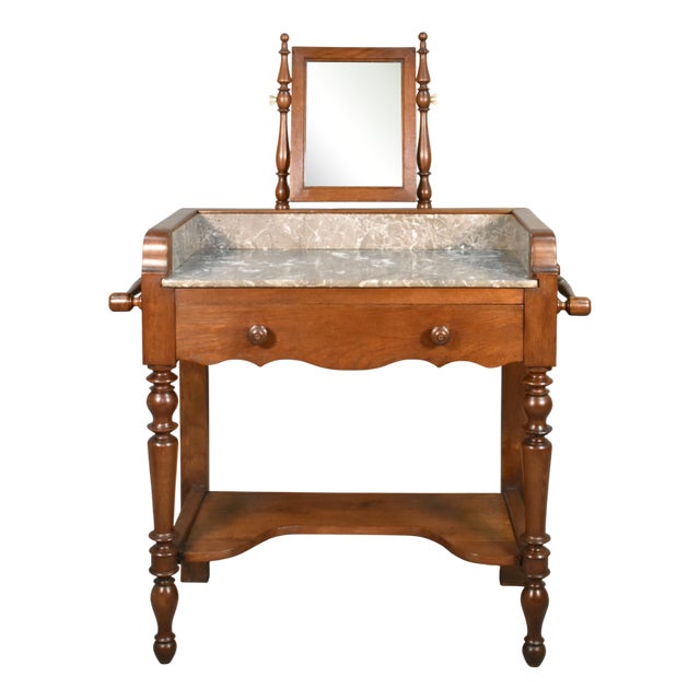 French Louis Philippe Style Washstand in Oak, 1920s For Sale