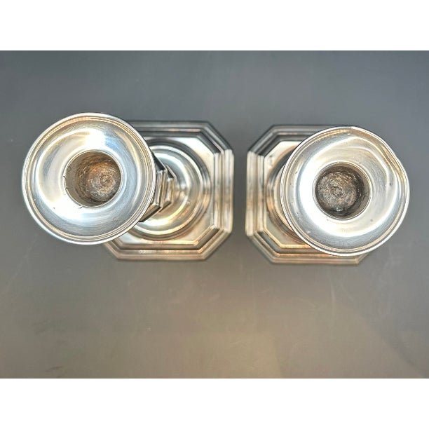 William Adams and Company Pair of Vintage William Adams Silverplate Candlesticks, Made in Spain For Sale - Image 4 of 5