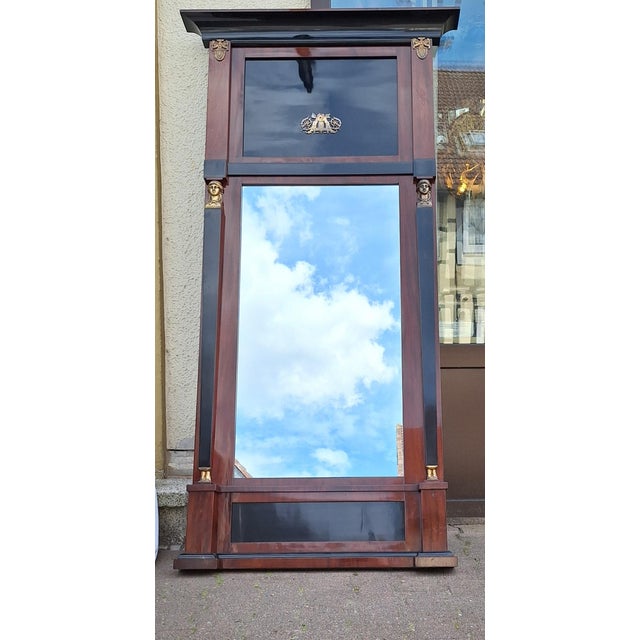 Antique North German Empire Mirror in Mahogany and Ebonized Cherry with Bronze Details, 1810s For Sale - Image 9 of 9