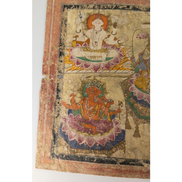 Brown 19th Century Indian Miniature Hindu Devotional Painting on Paper For Sale - Image 8 of 11