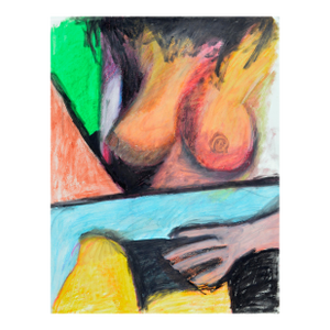 Nude at the Beach - Abstract Expressionist Figurative in Conté Crayon by Michael William Eggleston