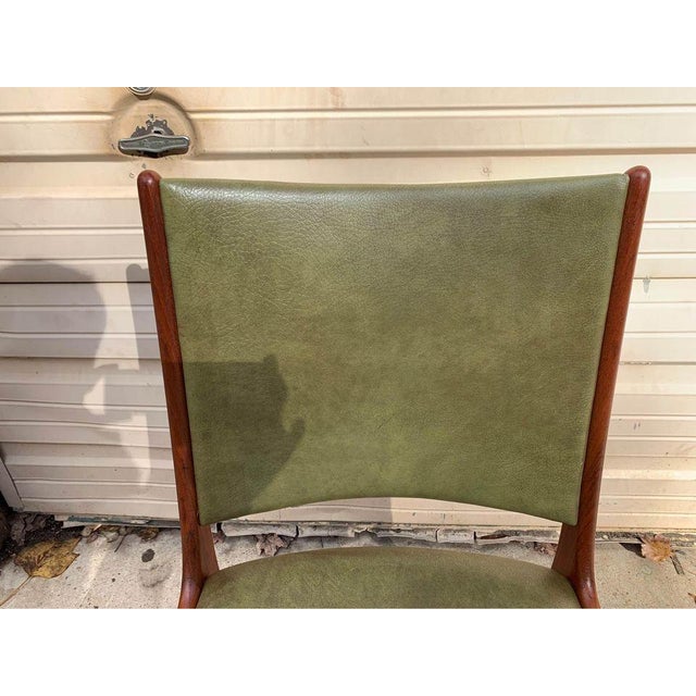 Wood Pair of Mid Century Green Vinyl Side Chairs For Sale - Image 7 of 11