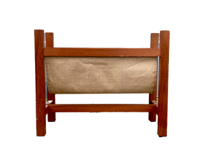 Mid-Century Danish Magazine Rack in Teak and Natural Linen, 1960s