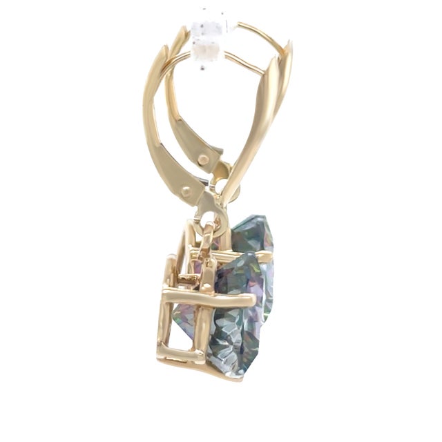 14ct Yellow Gold Mystic Topaz Drop Earrings 4.45ct 4.02g, A Pair For Sale - Image 4 of 7