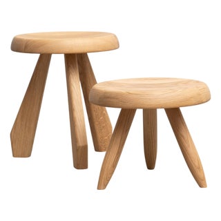 Wood Meribel Stool by Charlotte Perriand for Cassina, Set of 2 For Sale