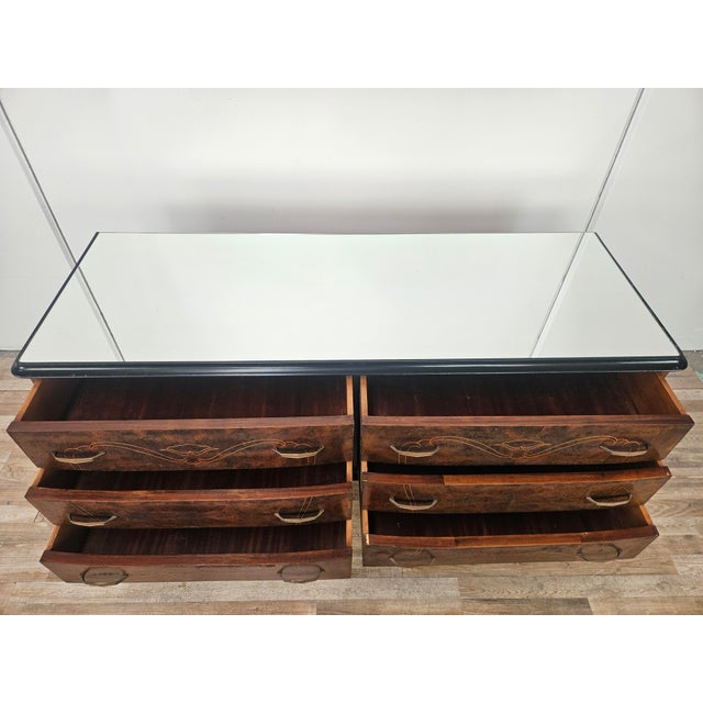 Mahogany-Paneled Chest of Drawers with Mirrored Top, 1960 For Sale - Image 11 of 14