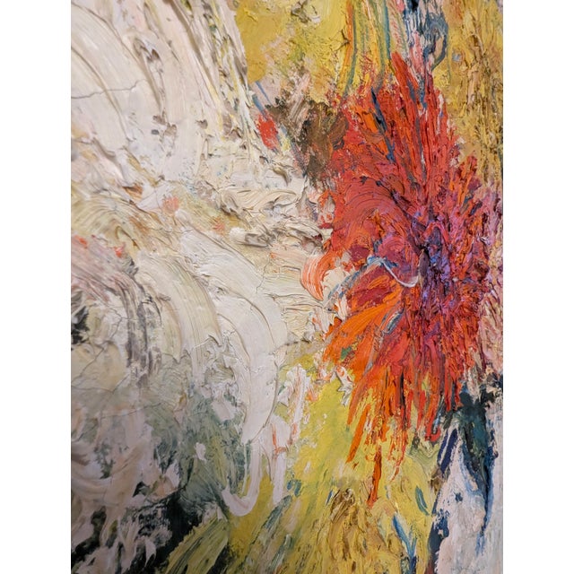 1980s Expressionist Oil Impasto Floral Still Life For Sale - Image 9 of 10