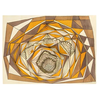 Vintage Cream and Brown Patterned Rug, 1970s For Sale